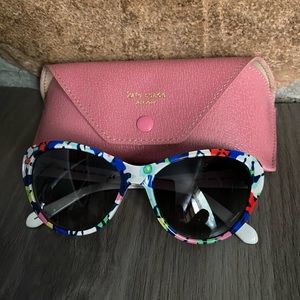 Kate Spade Della Cat’s Eye Multicolor Sunglasses New Pink Signature Case Rare